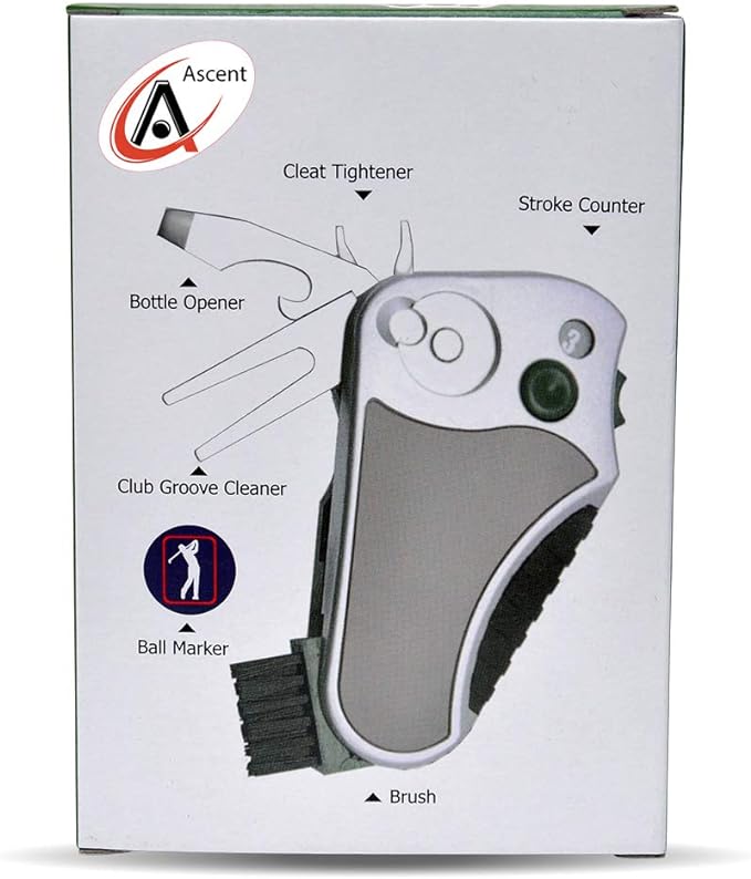 Golfer's Best Tool – 6-in-1 Golf Multitool for Men & Women | Stroke Counter, Divot Repair, Brush, Ball Marker, Cleat Tightener, Club Cleaner | Compact Golf Gift & Souvenir