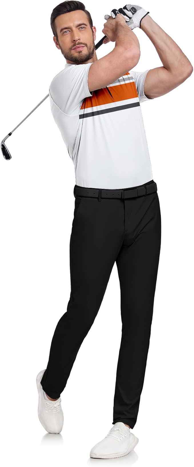 JACKETOWN Mens Polo Shirts Short Sleeve Print Dry Fit Performance Moisture Wicking Casual Collared Golf Shirts