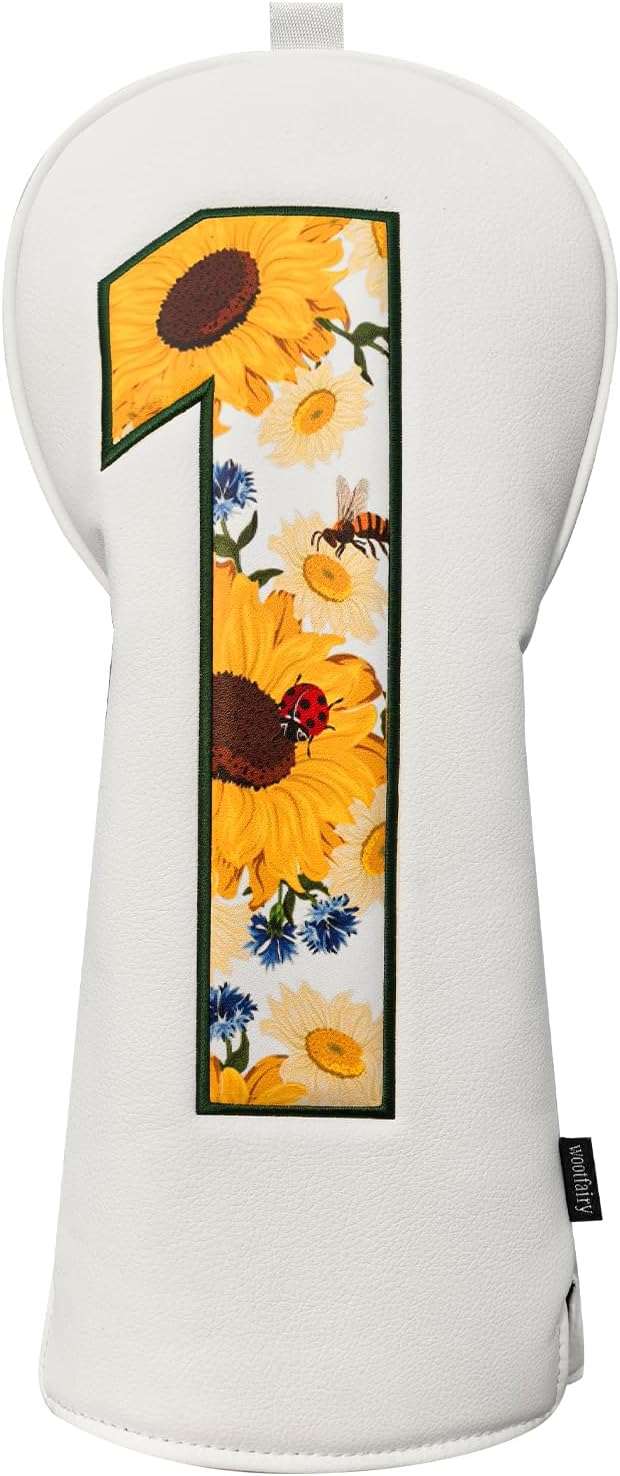 Golf Club Cover for Driver Fairway Wood Hybrid Mallet Putter Cover, Wootfairy Golf Club Headcovers Waterproof Leather White Accessories Compatible with Taylormade Odyssey and More Brand