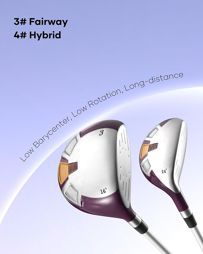 Golf Clubs Womens Golf Clubs Golf Club Set with Head Cover Stand Bag Includes #1 Driver & #3 Fairway Wood & #4 Hybrid & #7#8#9#P Irons