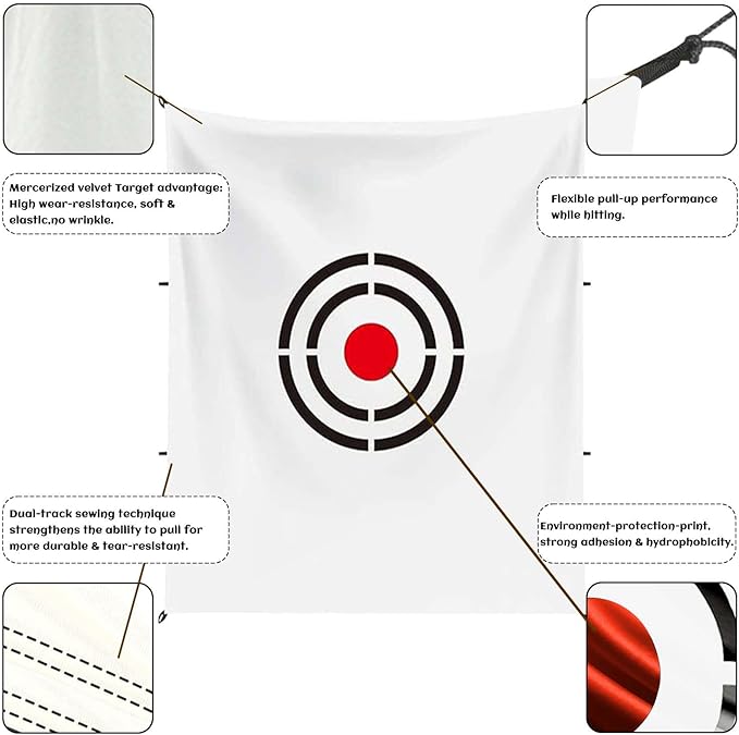Gagalileo Golf Target Cloth: Protective Net Portable Easy Setup with Ropes Indoor Outdoor Practice All Golfers Training Accuracy for Backyard Garage