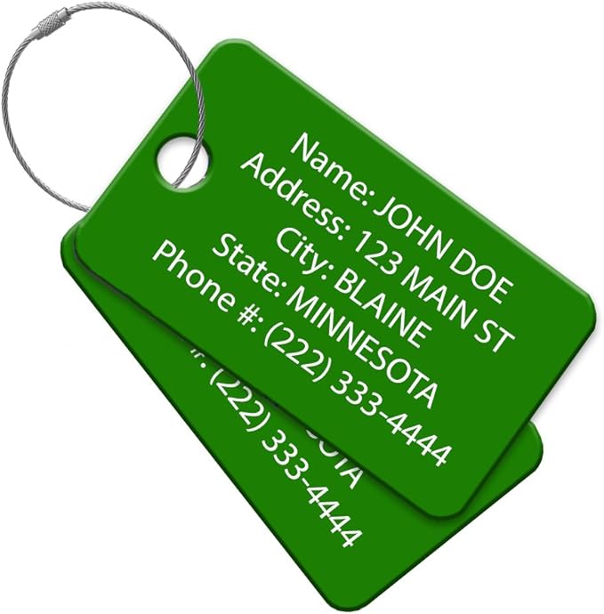 Multi Pack Customized Tavel ID Tag - Luggage Tag - Golf Bag ID - Personalized ID Travel Tag - Imprinted Luggage Tag - Luggage, Bikes, Sport Equipment and More. (2)