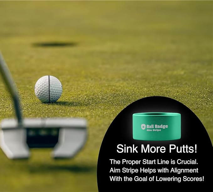 Ball Badge Aim Stripe - 360 Degree Golf Ball Line Marker Kit with Golf Bag Attachment for Perfect Alignment and Precision Putting