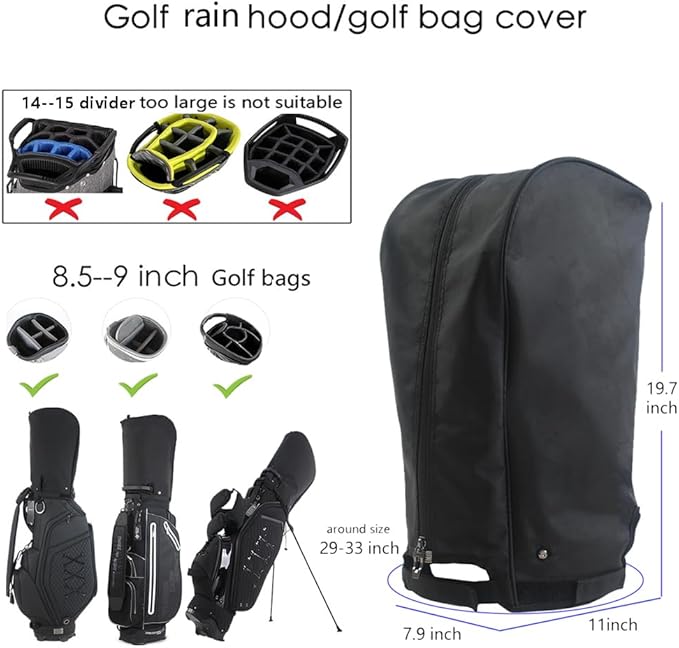 Golf Bag Cover/rain Cover Durable 1680D Nylon Waterproof and dust Cover fits Most 8.5-9 inch Golf Bag/Golf Stand Bag,Golf Gift for Man/Woman Golfers
