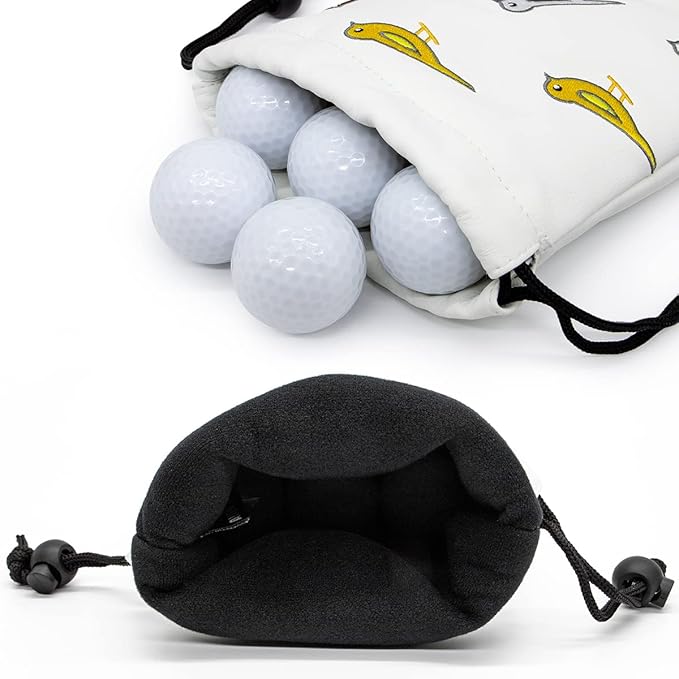Golf Valuables Pouch, Leather Golf Tee Pouch with Drawstring Closure Golf Ball Tee Handbag Portable Golf Accessories