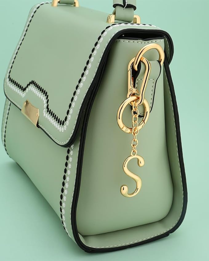 Gold Initial Keychain For Women Cute Bubble Letter Keychains Initial Bag Charm Personalized Keychain Accessories Gift