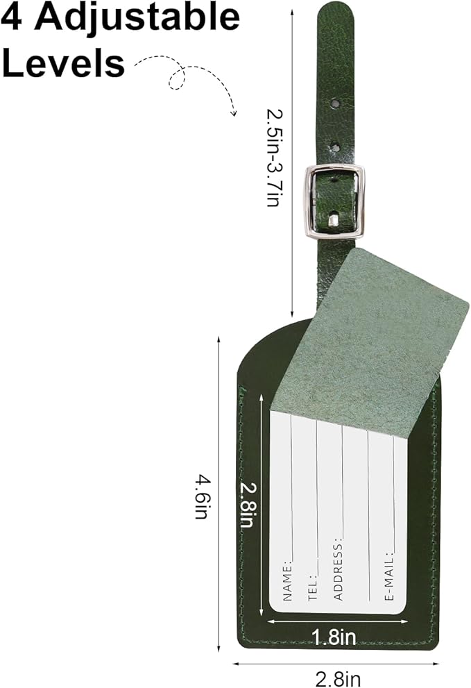 Ringsun Genuine Leather Luggage Tag for Suitcases ID Tags Bag Tags for Luggage (2 Pack)