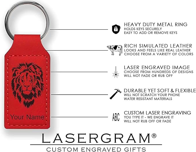 LaserGram Rectangle Keychain, Coat of Arms Germany, Personalized Engraving Included (Red)