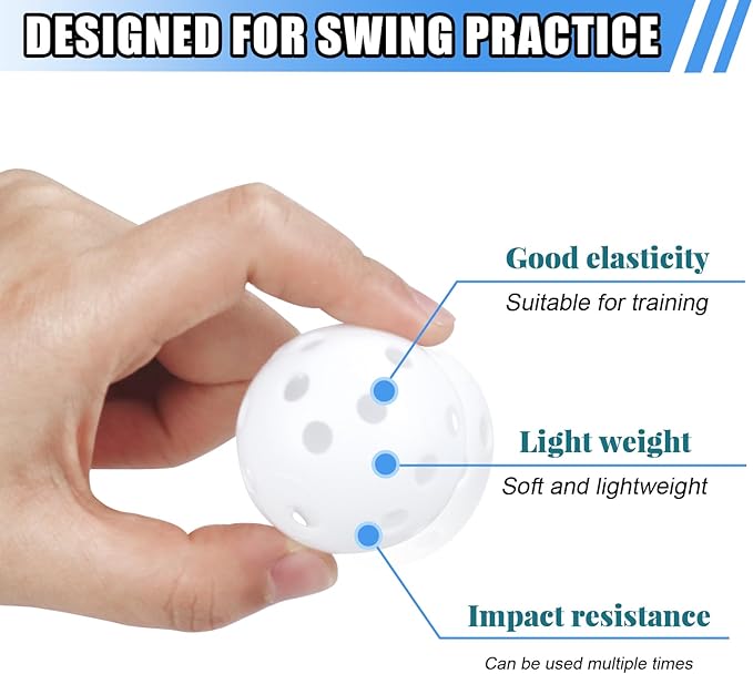 Plastic Golf Balls Practice Limited Flight Golf Training Ball Hollow Swing Practice Indoor Golf Balls with Mesh Drawstring Bag for Backyard Driving Range or Outdoor