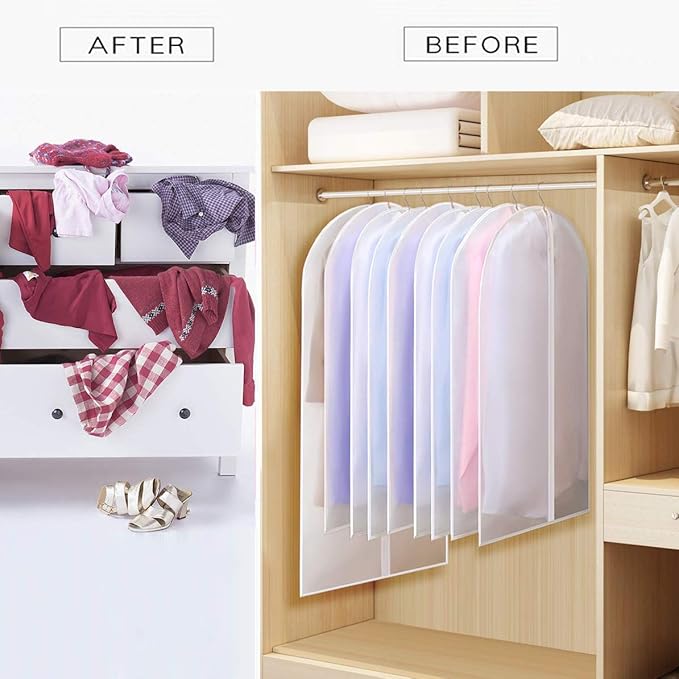 Ruibo Hanging Garment Bags For Storage,Clear Garment Cover,Dress,Suit Bags With Study Full Zipper For Closet Storage And Travel,6 Pack/6pcs