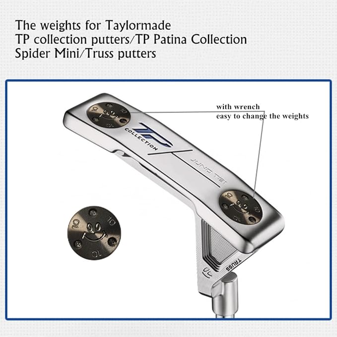 ROYMADE Golf Putter Weights(2pcs) for Taylormade TP Collection Putters 5g/10g/15g/20g with Wrench kit set (10g*2+wrench)