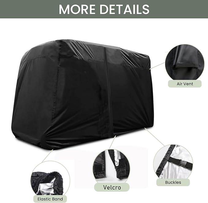 Golf Cart Cover 2/4/6 Passenger, Waterproof Golf Cart Rain Covers, Heavy-Duty All Weather Protection Cover for EZ GO Yamaha Club Car Enclosure Accessories