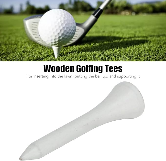 50Pcs Golf Tees, Wooden Practice Golf Tees White Long Ball Base Set Kit for Outdoor Sports