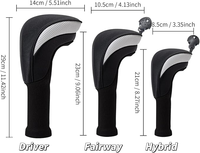 Golf Head Covers for Fairway Woods Driver Hybrids 5 Pieces Nylon Mesh Sports Fan Golf Club Headcovers-Golf Accessories for Men Women.