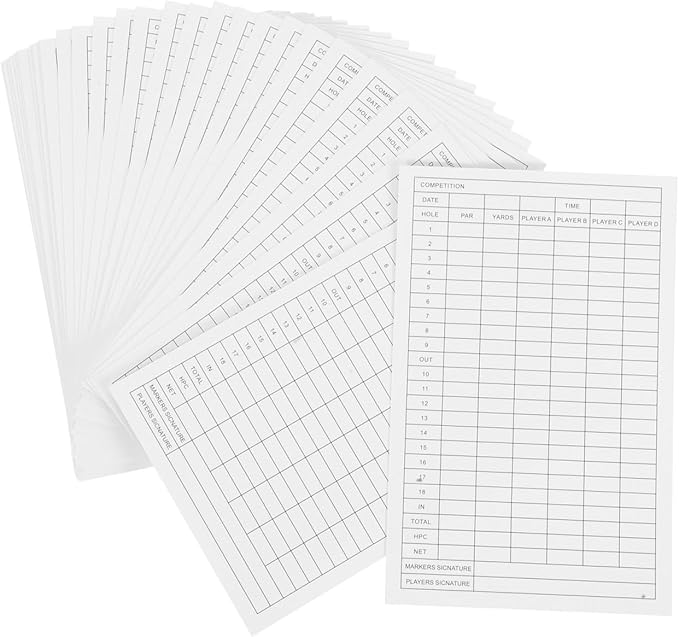 Baluue 30 Sheet Golf Scorecard, Coated Paper Scorecards, Essential Golf Scorekeeping Tools, Score Keeper Card Scorekeeper Accessory Tools