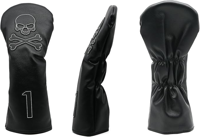 4 Pcs Golf Club Head Covers PU Leather Skull Golf Club Covers for Drivers, Fairway Woods, and Hybrids Fit Most Golf Clubs Golf Headcovers Set