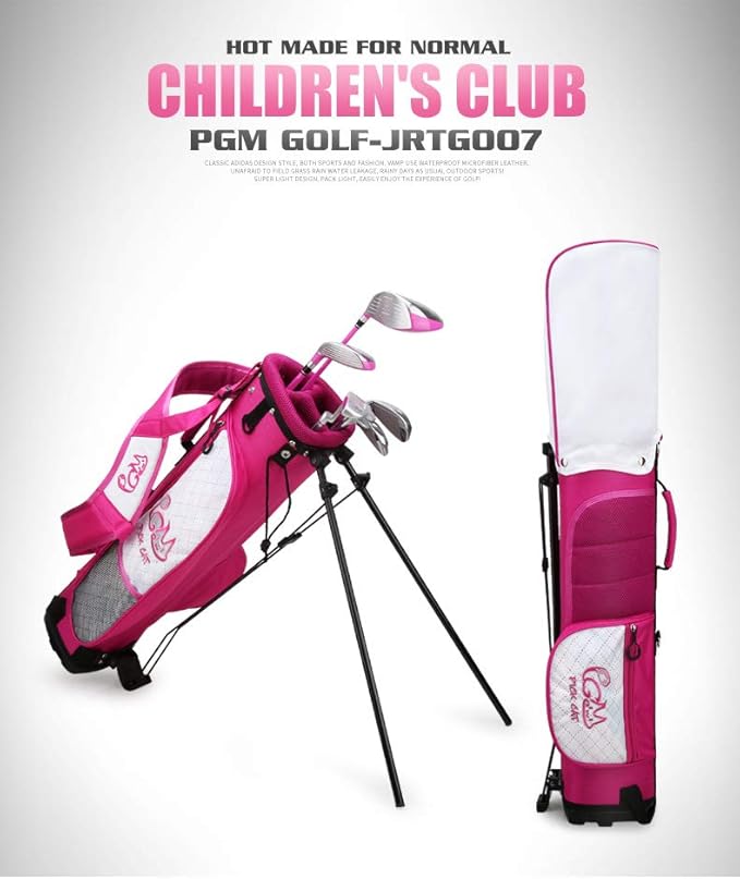 PGM Junior Golf Club Complete Set for Children Kids, 5 Golf Clubs with Stand Bag and 2 Headcovers for Boys & Girls, Right Hand