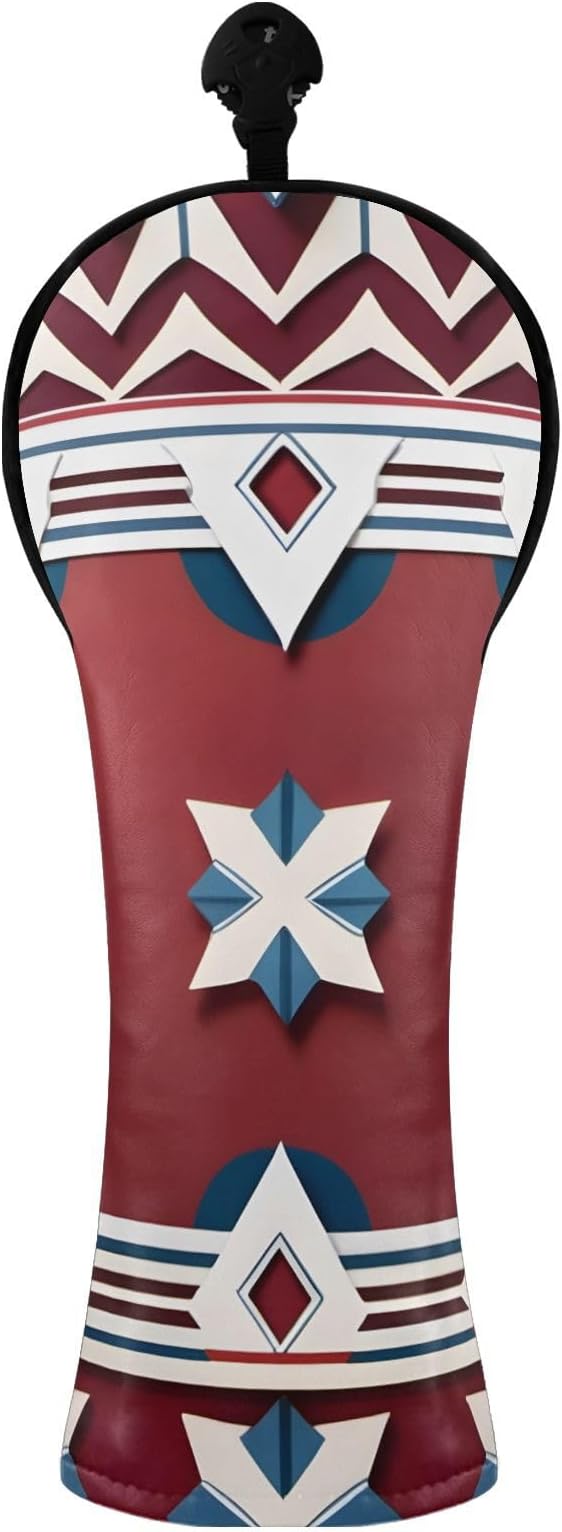 Red PU Leather Golf Club Head Covers for Driver/3 5 Wood/Hybird,Velvet Lining,with Label