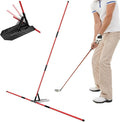 Pro Golf Alignment Sticks System with Angle Adjustment Plate, Golf Trainer Aid Teaching Equipment for Angle Adjustment, Aiming, Putting, Swing, Golf Accessories for Men Women(Red)