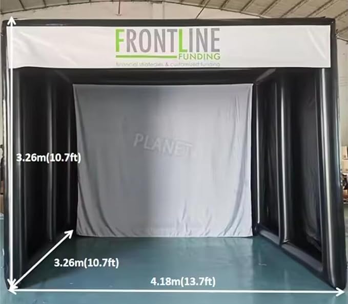 Inflatable Golf Simulator 13.7×10.7×10.7ft – Outdoor Golf Enclosure with Detachable Walls, Projection Screen, Safety Net & Projector Hooks – for Backyard, Rental or Club Use – w/Pump & Custom Logo