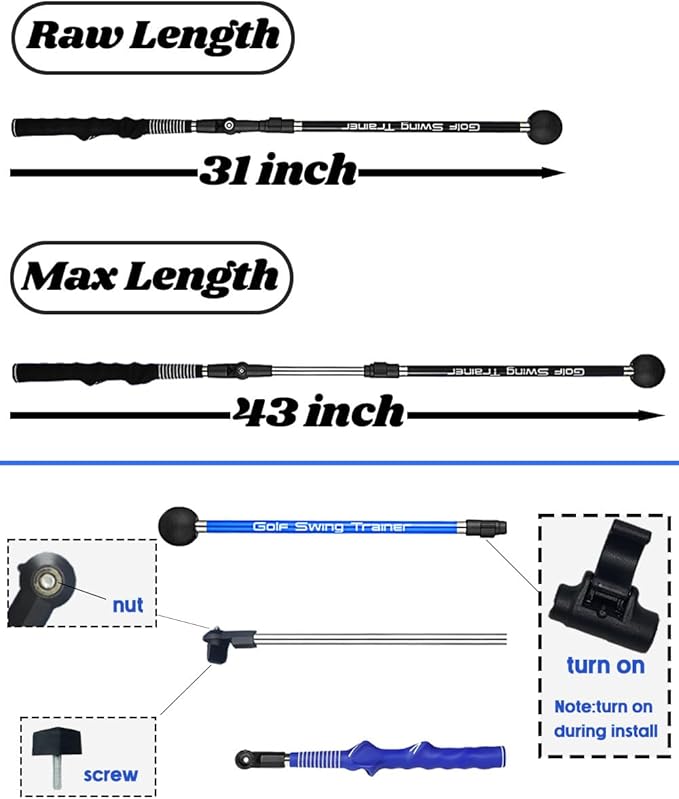 Golf Swing Trainer aid - Golf Training aid to Improve Hinge, Forearm Rotation, Shoulder turna and Grip.Portable Collapsible Swing Trainer Equipped with Golf Grip Trainer