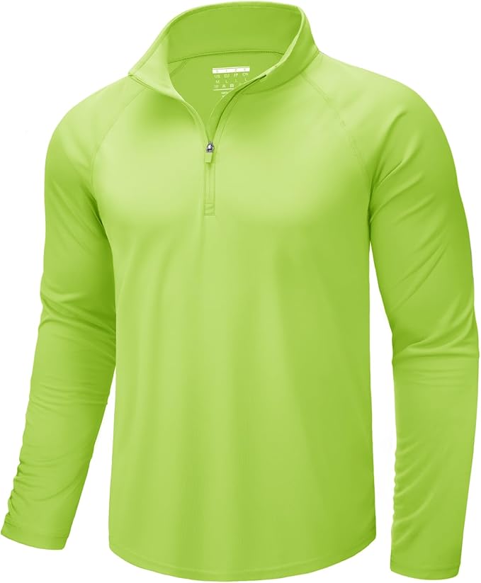 CRYSULLY Men's Long Sleeve 1/4 Zip Shirts Sun Protection Pullover UPF 50+ Rash Guard Running Lightweight T Shirt