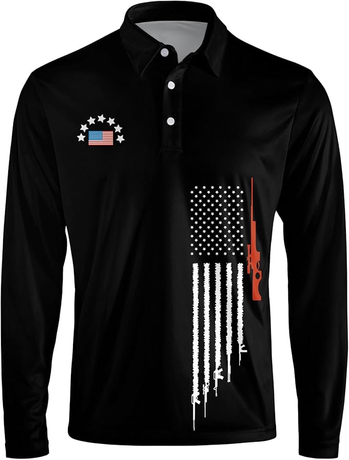 Men's Long Sleeve Golf Shirt Quick Dry 3 Button Work Fishing Outdoor Casual Collar Shirt