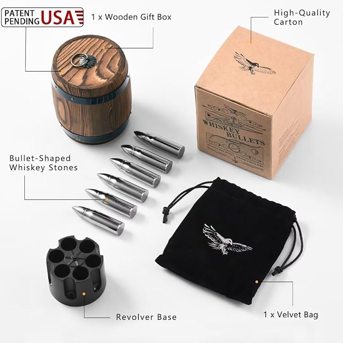 Gifts for Men Dad, Whiskey Stones, Him Husband Boyfriend Gifts for Birthday Anniversary Christmas, Unique Wedding Housewarming Gifts for Men Who Have Everything, Cool Stuff Gadgets for Dad Grandpa