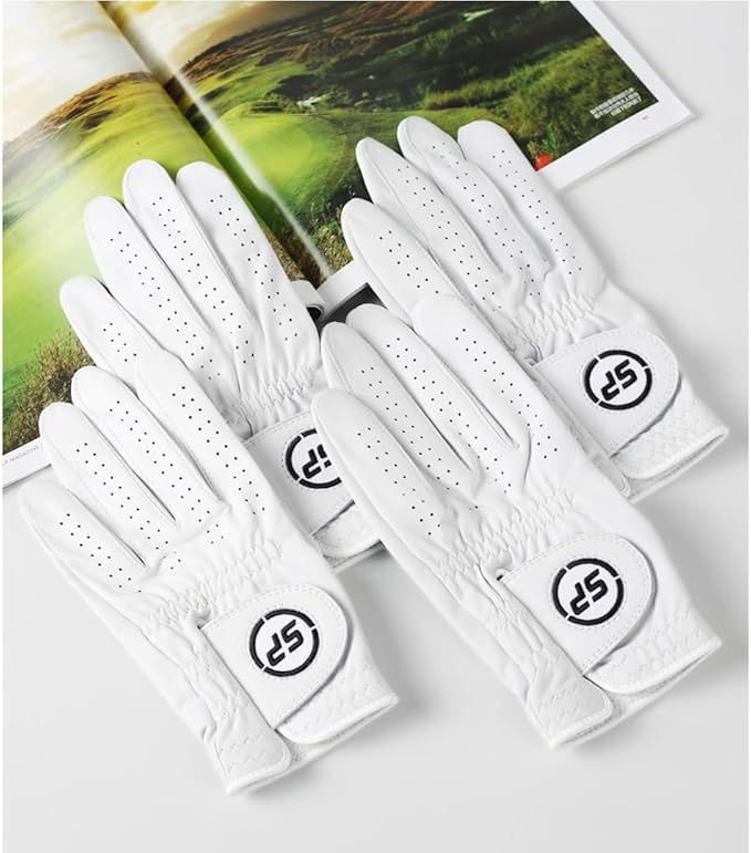 Golf Gloves Men Ergonomic Ultra Thin Leather Golf Gloves Wear Resistant White Men's Golf Glove