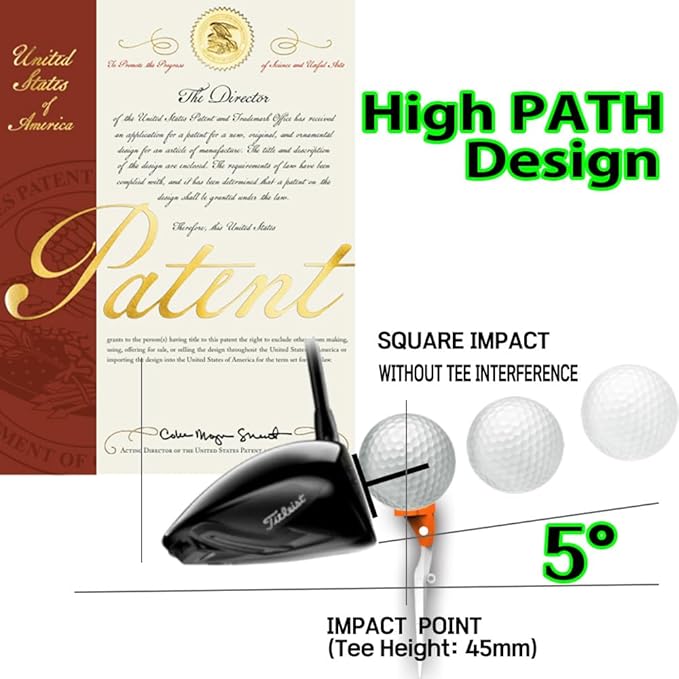 Upgraded Premium High Path Golf Tee Set – 5° Launch Angle, Adjustable Height Markers, Reduces Hooks & Slices, High Visibility, Stable 20mm Head, 9pcs