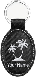 LaserGram Oval Keychain, Palm Trees, Personalized Engraving Included (Carbon Fiber Black with Silver)