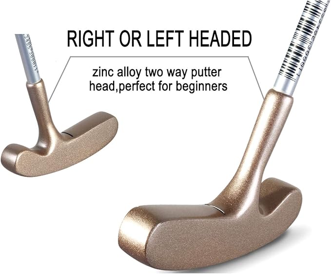 Two Way Junior Golf Putter Stainless Steel Kids Putter Both Left and Right Handed Easily Use 3 Sizes to Choose Freely for Kids Ages 3-5 6-8 9-12