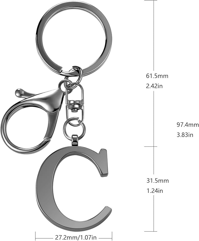 LAXPICOL Gold Letter A-Z Keychain for Women Bag Charms Purse Charms For Handbags Metal Alphabet Initial Letter Keychain