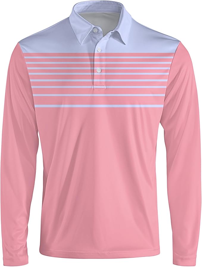 Men's Long Sleeve Golf Shirt Quick Dry 3 Button Work Fishing Outdoor Casual Collar Shirt