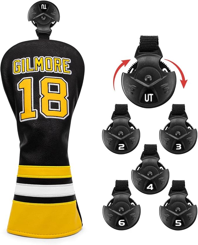 Golf Headcovers Happy Gilmore Golf Club Head Covers Advanced Embroidery Premium Leather Driver Headcover Fairway Wood Covers Hybrid Head Covers, Golf Mallet Blade Putter Cover