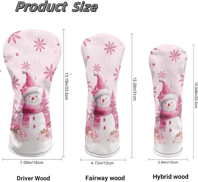 Golf Club Head Covers for Club Protective, Waterproof PU Leather Driver Fairway Wood Hybrid Head Cover