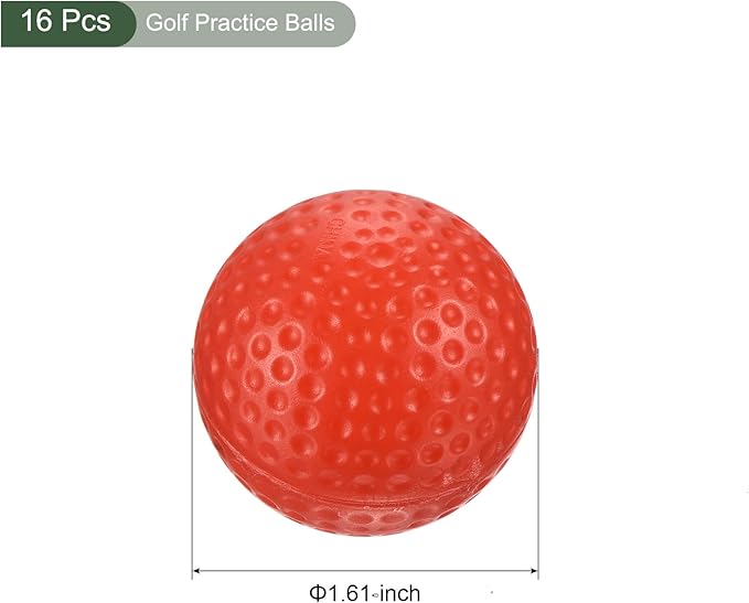 YOKIVE 16 Pcs Golf Practice Balls, Sports Plastic Hollow Flight Train for Indoor Golf Swing Practicing(Red, 41-mm)