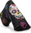 Montela Golf Club Covers,Colorful Skeleton Putter Cover Driver Covers Fairway Wood Headcover Hybrid Cover Leather Blade Putter Headcover Mallet for Brand