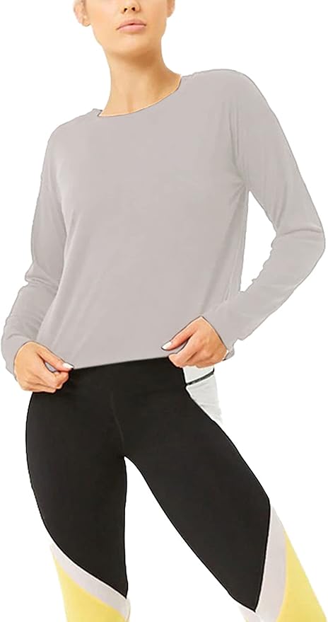 Bestisun Long Sleeve Workout Shirts Yoga Dance Tops Open Back Athletic Clothes for Women
