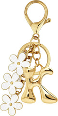Gold Bubble Heart, Cherry, Bow & More Designs Letter Initial Keychain Bag Charms – Cute Purse Charms for Handbags