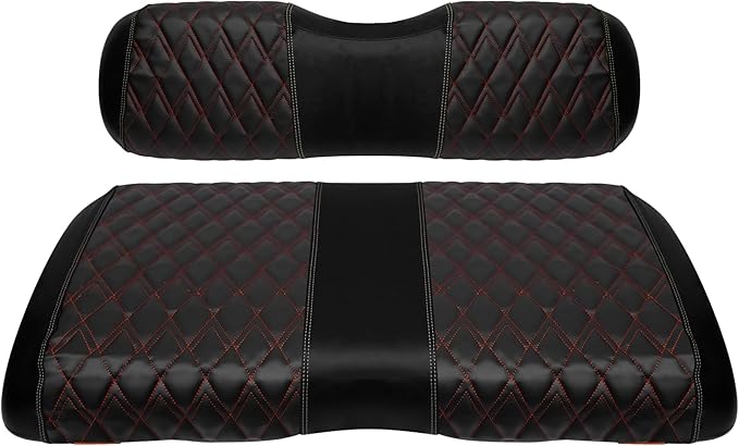 Golf Cart Vinyl Replacement Seat Covers fits EZGO RXV 2008+, Diamond Front Seat Cover Black Stitching Durable Breathable & Easy to Clean