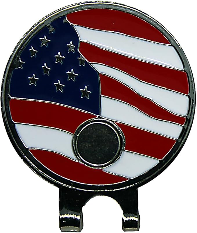 USA Flag Golf Ball Marker with USA Flag Hat Clip