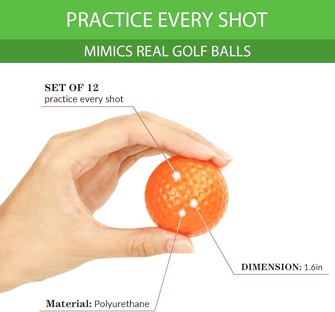 40 Pack Foam Golf Practice Balls - Realistic Feel and Limited Flight Training Balls for Indoor or Outdoor