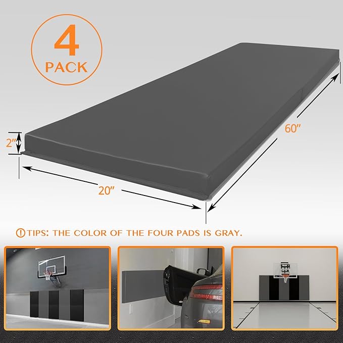 PROGOAL Gym Wall Paddings Basketball Court Wall Protection Pad - 2”Thick Foam Wall Mat Durable Protector for Wall-Mounted Basketball Hoops Garage Taekwondo（60" Lx20 W）