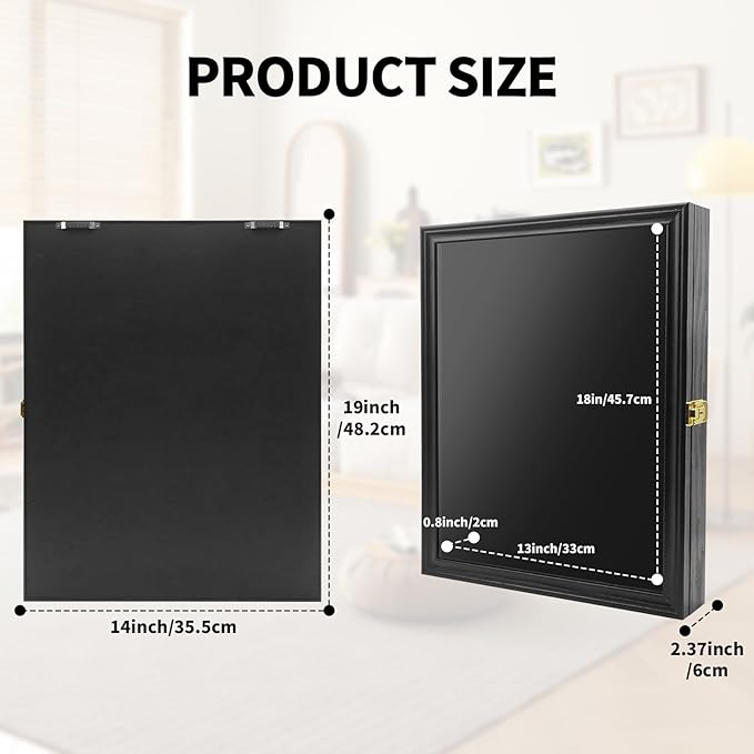 PiaoHao19x14 Pin Display Case Pin Collection Display Case with 98% UV Protection Acrylic Door for Military Medals, Jewelry Pins, Pin Gift, Insignia Ribbons, Beach Tags, Pin Collectibles