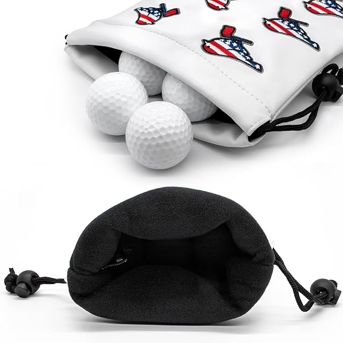 Golf Valuables Pouch, Leather Golf Tee Pouch with Drawstring Closure Golf Ball Tee Handbag Portable Golf Accessories