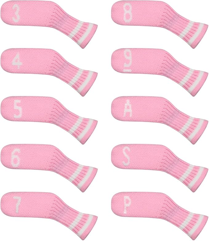 Scott Edward 10 Pcs Golf Club Head Covers for Irons Cuteness Basically Socks Shape Washable Durable Golf Club Head Protector Double Sided Knit Suitable for Most Brands
