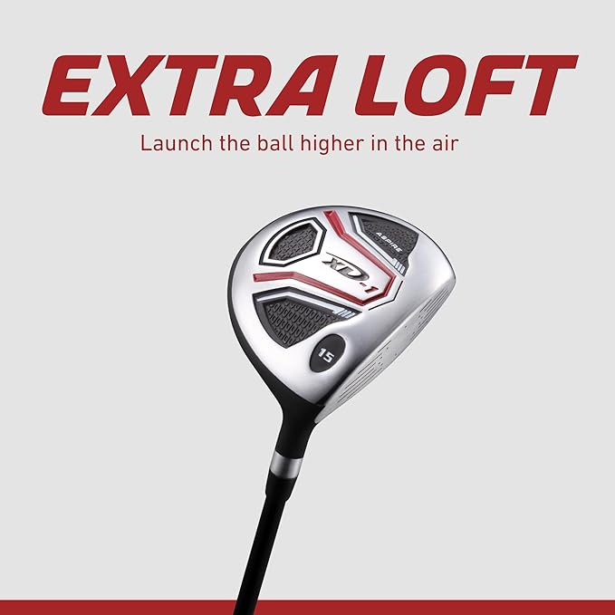 Aspire XD1 Teen Golf Club Set for Ages 13–16 – Complete Youth Golf Set with Driver, Hybrid, 7–PW Irons, Putter, Stand Bag & 3 Headcovers - Graphite/Steel Shafts