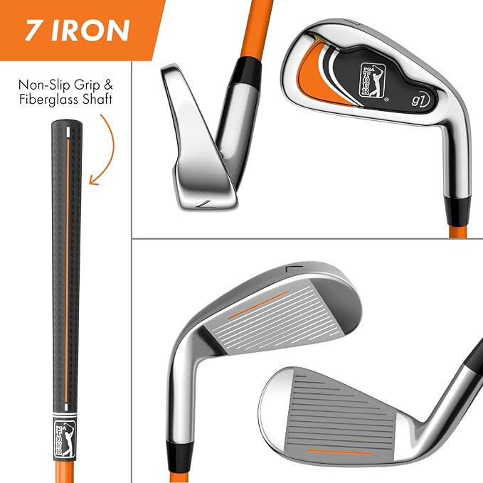 PGA Tour Youth Golf Club Set for Ages 8-12 (4’8”-5’2”) and 12+ (5’2”+), Right and Left-Handed Kids Golf Sets – Beginner Junior Golf Clubs with Lightweight Stand Bag, Mallet Putter, Hybrid, Driver