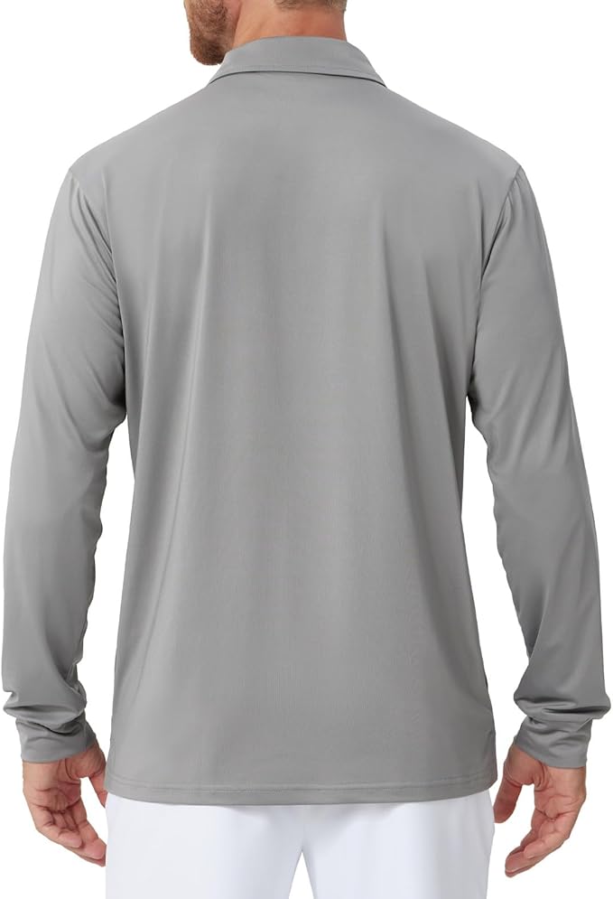 NAVISKIN Men's Polo Shirts Long Sleeve Golf Shirts with Collar UPF 50 SPF Shirt for Men Quick Dry Moisture Wicking